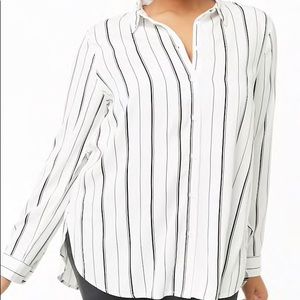 Forever 21+ white and black striped button up